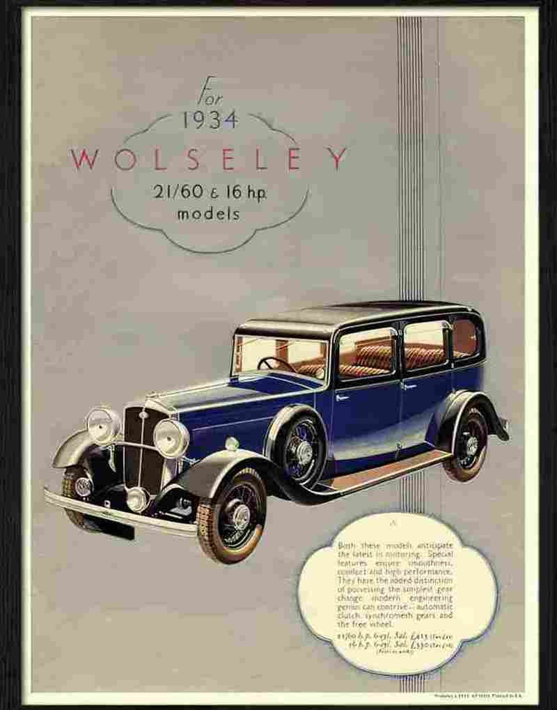 H wolsely car 1934 2 Advert A4 Photo Print