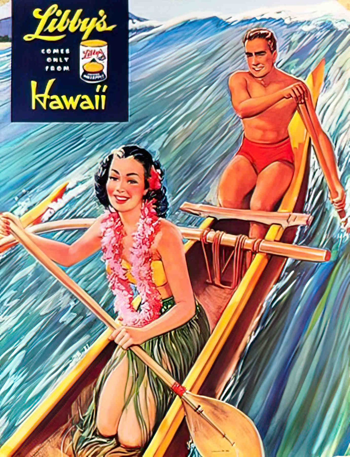 HAWAII Pirogue Advert A4 Photo Print
