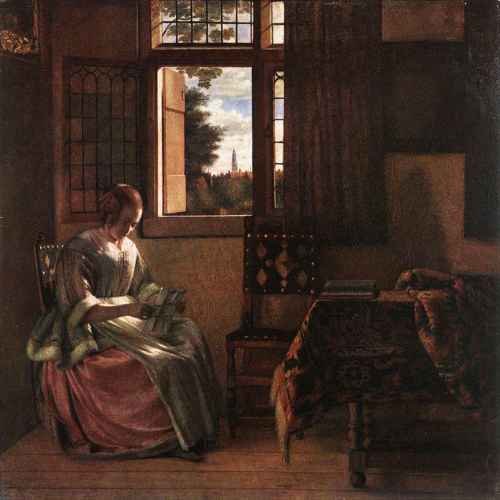 HOOCH Pieter de Woman Reading a Letter A4 Photo Print
