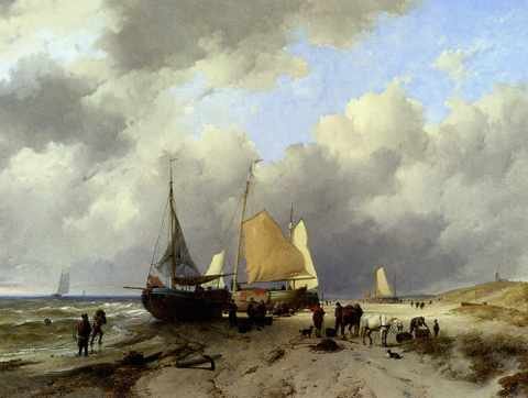 Haanen Remigius Adrianus Van Unloading The Catch A4 Photo Print