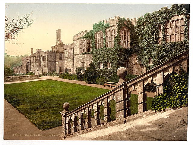 Haddon Hall steps Derbyshire Vintage A4 Photo Print