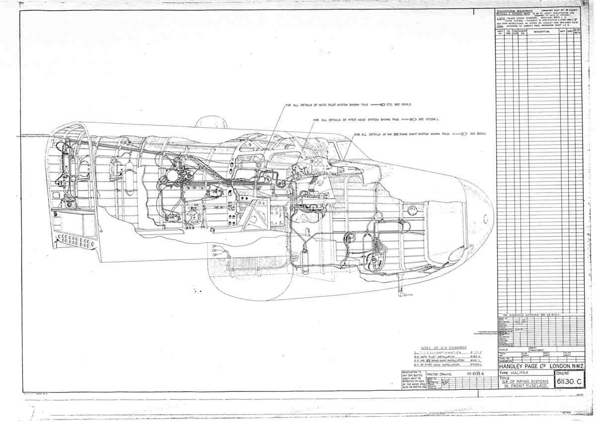 Halifax Blueprints HP Halifax Front Fuselage white paper A4 Photo Print