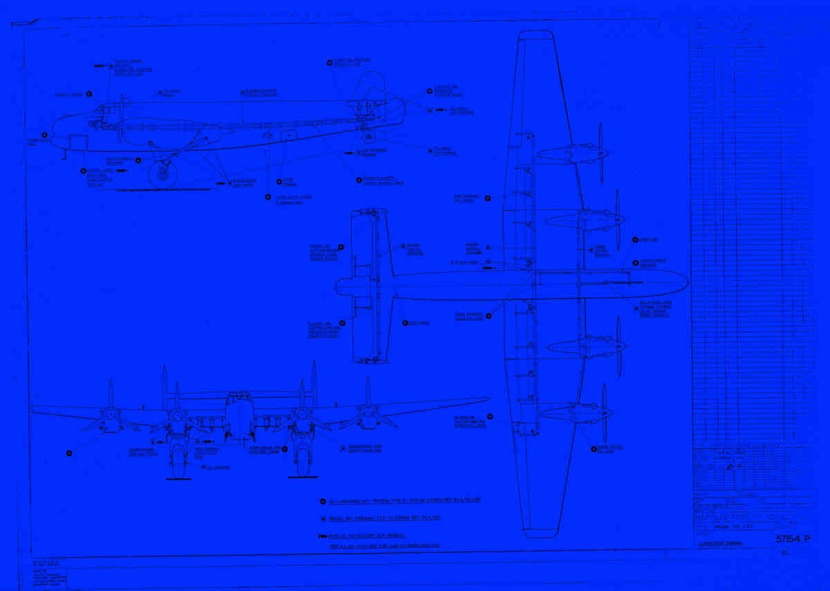 Halifax Blueprints HP Halifax GA multi view dimmensioned blue paper A4 Photo Print