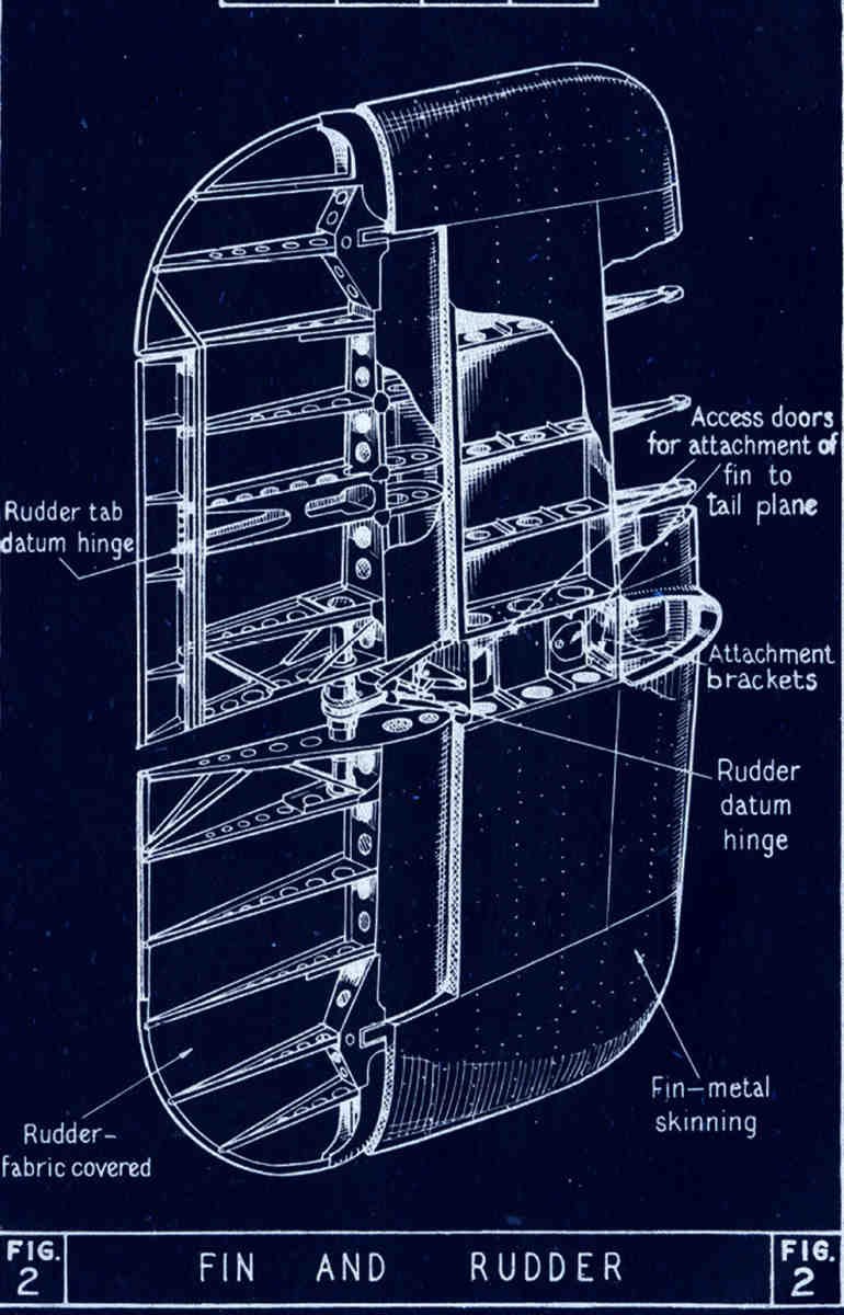Halifax Blueprints fin rudder drawing A4 Photo Print