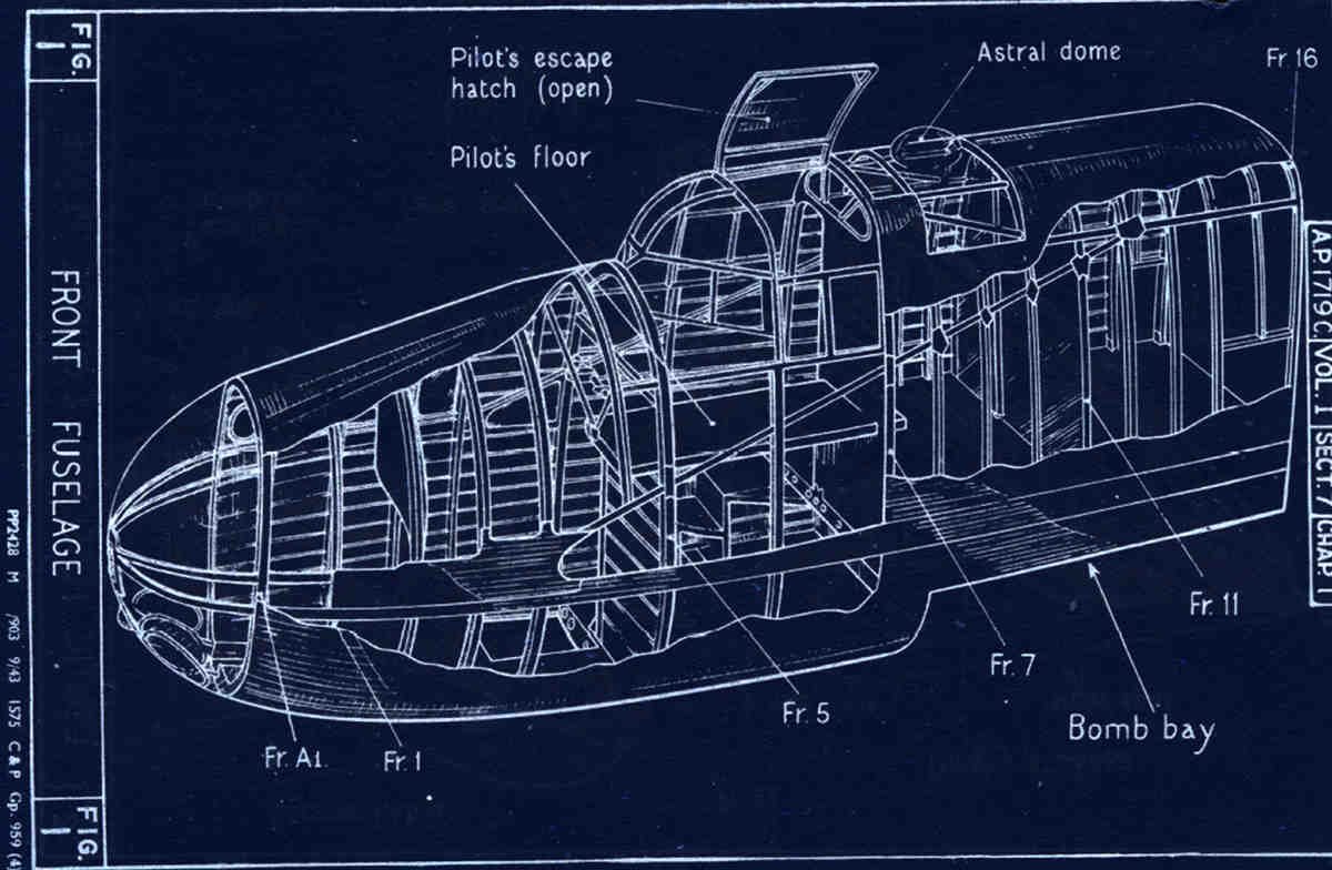Halifax Blueprints front fuselage A4 Photo Print