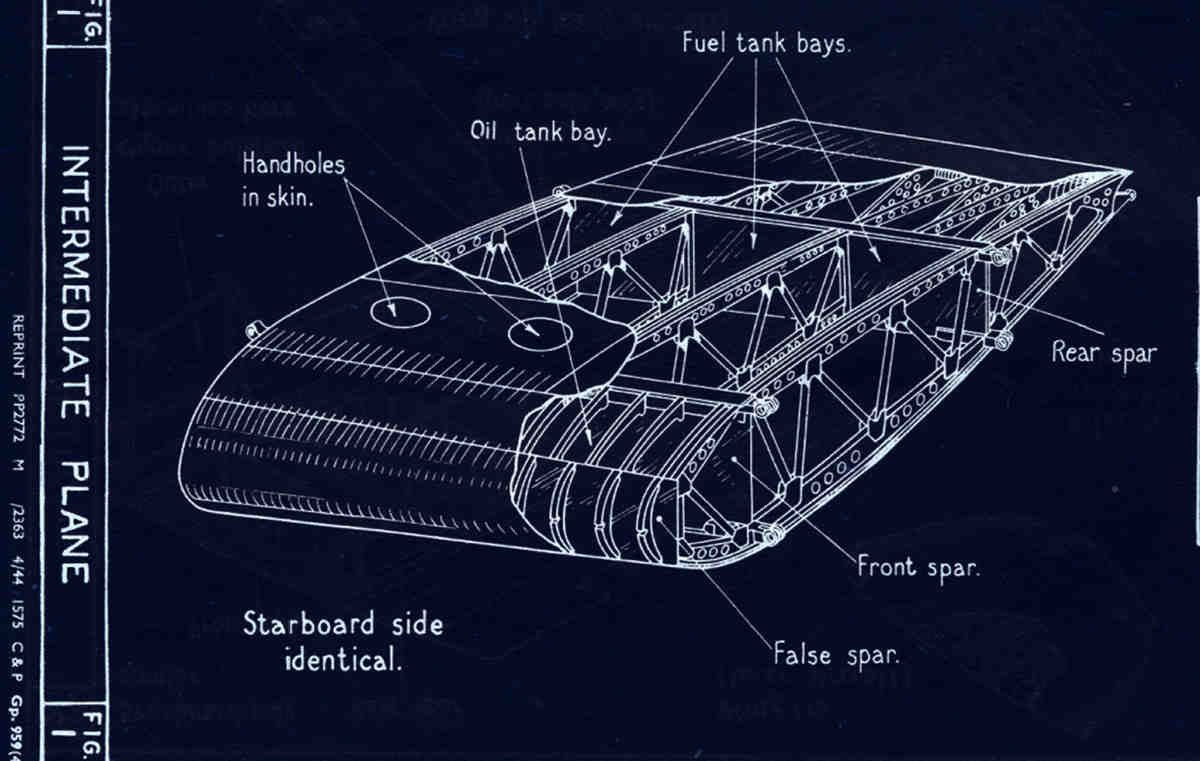 Halifax Blueprints intermediate plane A4 Photo Print