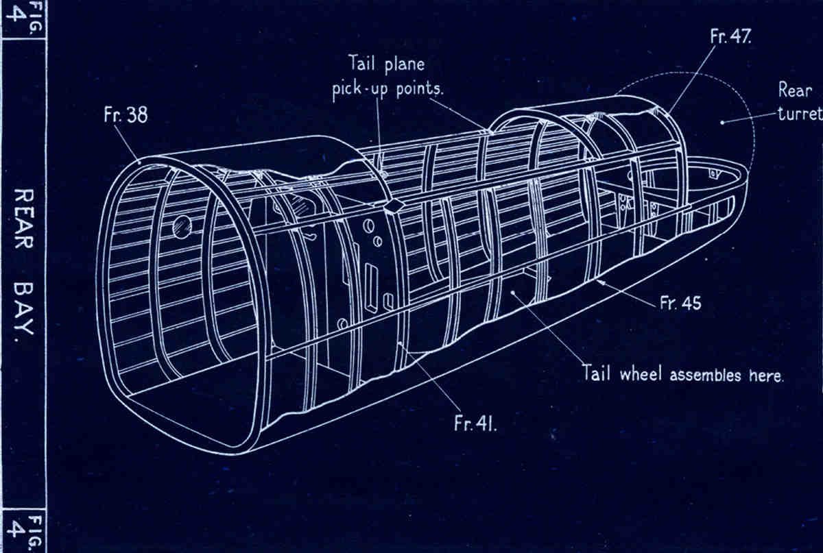 Halifax Blueprints rear bay fuselage A4 Photo Print