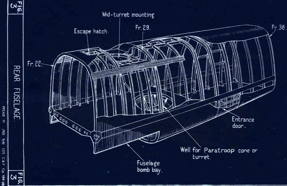 Halifax Blueprints rear fuselage A4 Photo Print