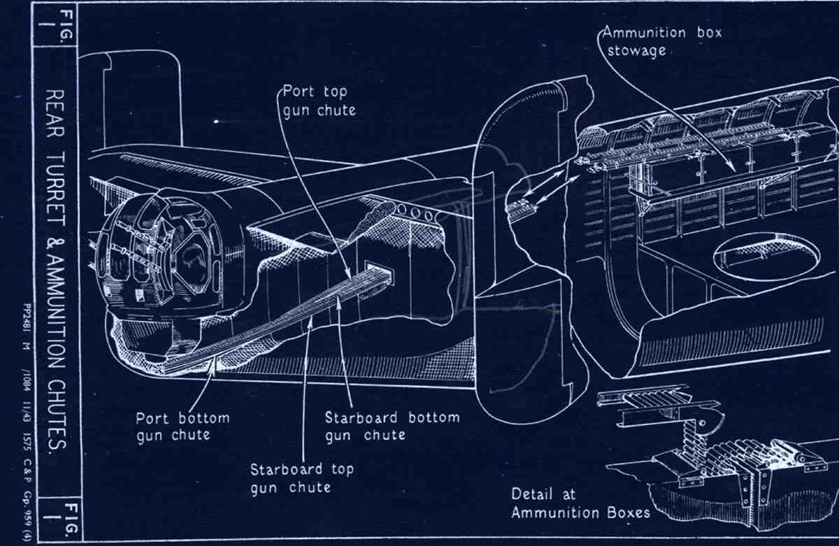 Halifax Blueprints rear turret & ammo chutes A4 Photo Print