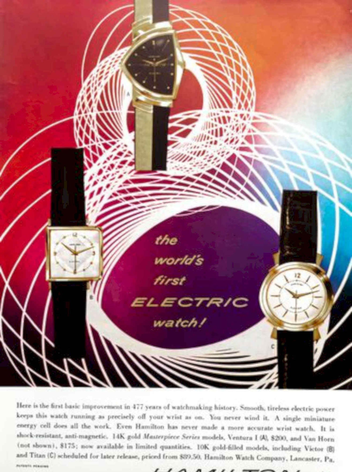 Hamilton Ventura Watches Vintage Retro Advert Poster A4 Photo Print