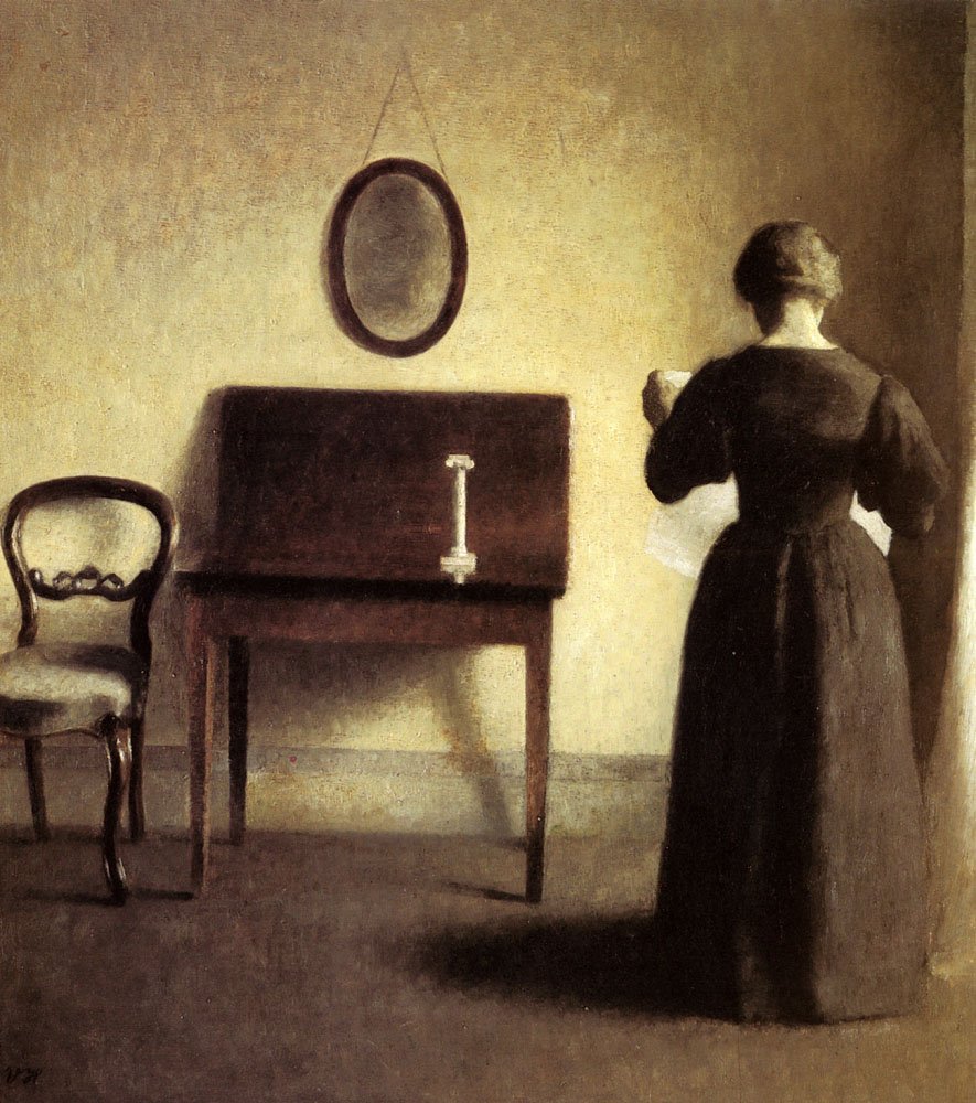 Hammershoi Vilhelm A Lady Reading In An Interior Art A4 Photo Print