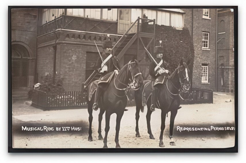 Hampshire Aldershot 11th Hussars 2 Soldiers Representing Period 1848 Vintage A4 Photo Print