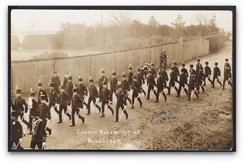 Hampshire Aldershot 19th Hussars Church Parade March Vintage A4 Photo Print