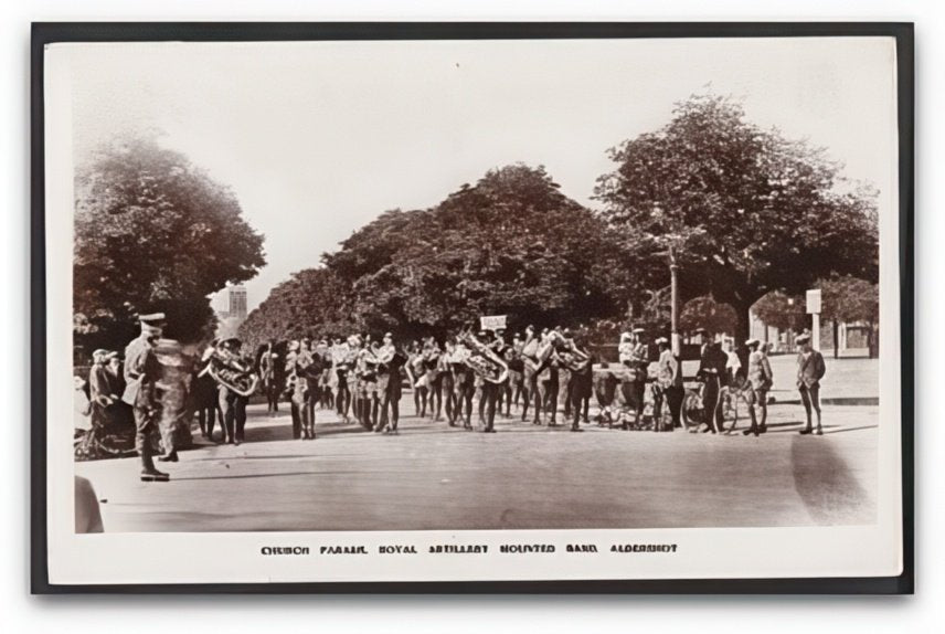 Hampshire Aldershot Royal Artillery Mounted Band Church Parade March Vintage A4 Photo Print
