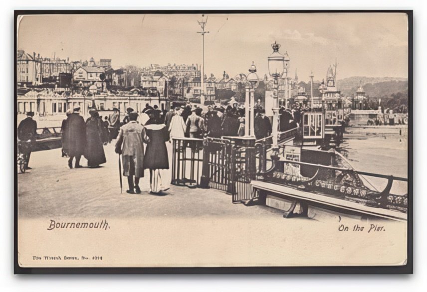 Hampshire Bournemouth On The Pier Crowds & Seafront Vintage A4 Photo Print