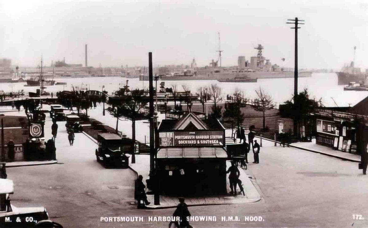 Hampshire Portsmouth Harbour showing HMS Hood Vintage A4 Photo Print