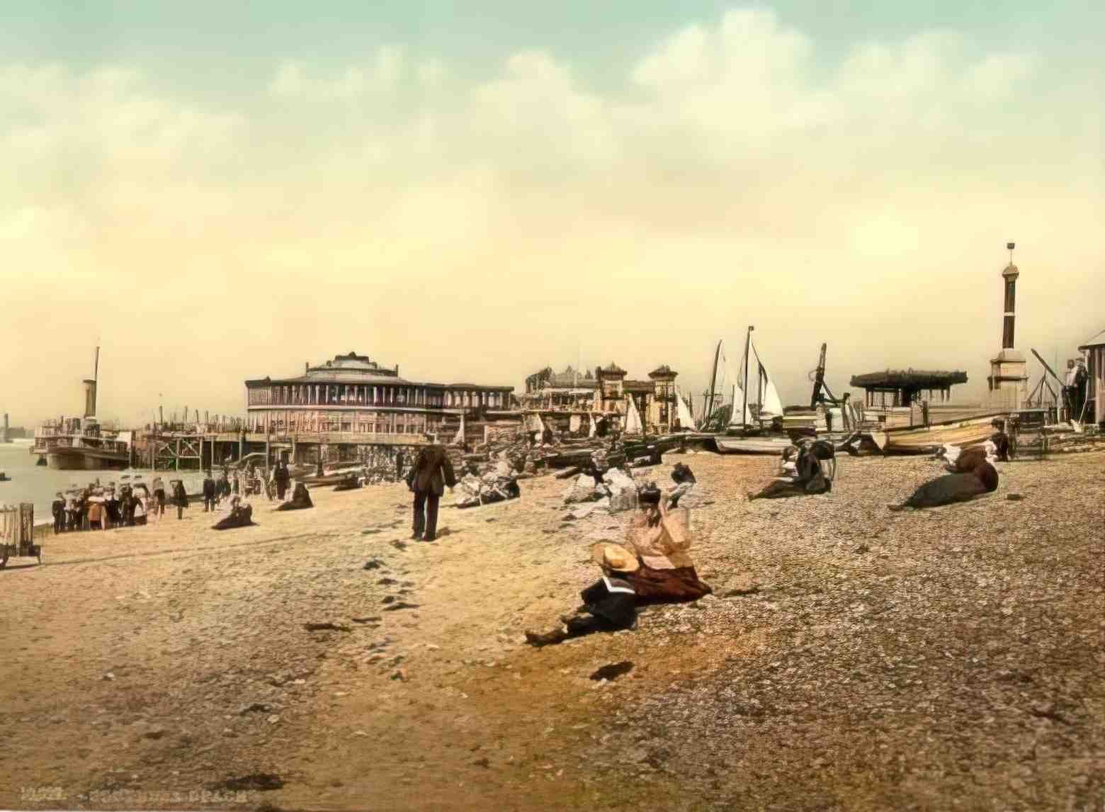 Hampshire Southsea Beach Vintage A4 Photo Print
