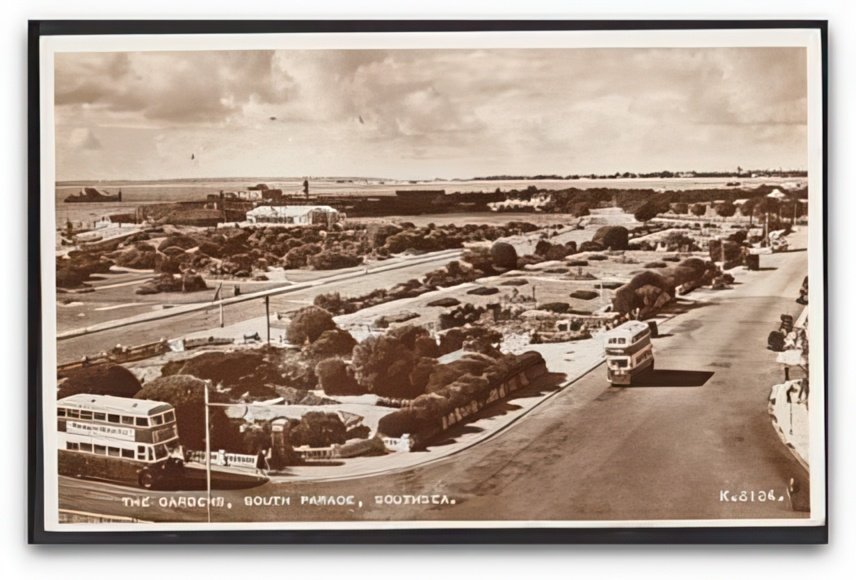 Hampshire Southsea South Parade The Gardens 2 Buses Vintage A4 Photo Print