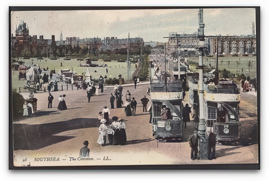 Hampshire Southsea The Common 2 Trams Close Up Ll 28 Vintage A4 Photo Print