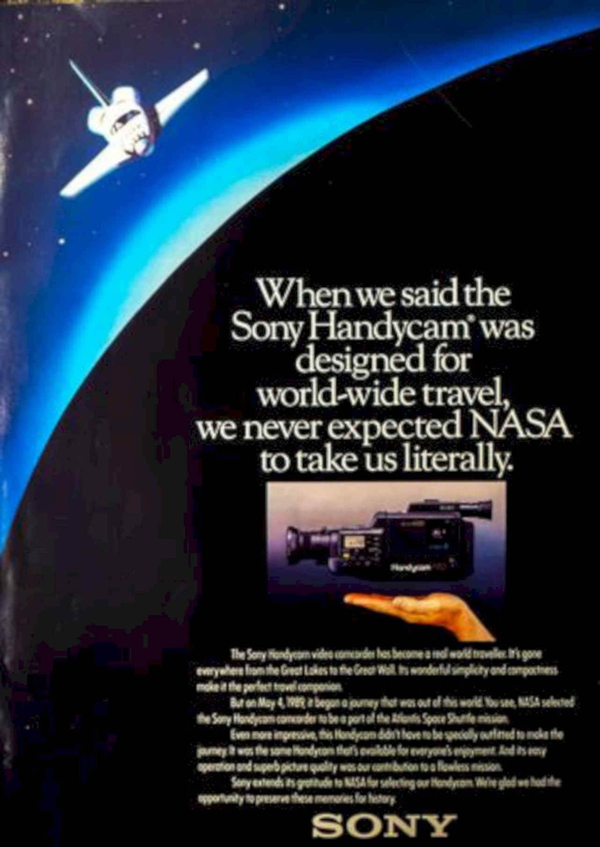 Handycam Space Shuttle Vintage Retro Advert Poster A4 Photo Print