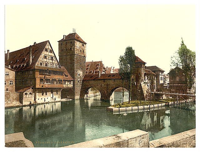 Hangman Bridge Nuremberg Bavaria Vintage A4 Photo Print