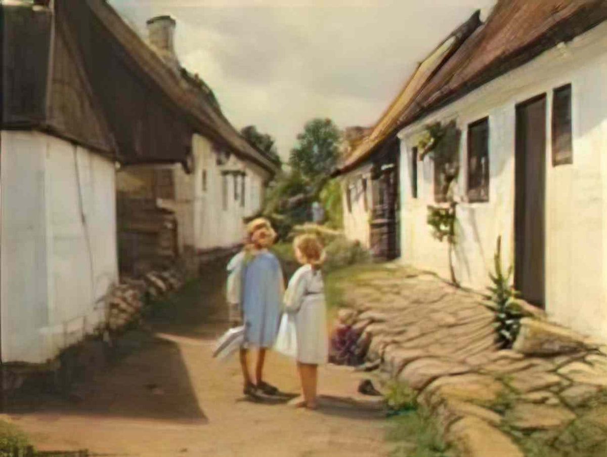 Hans Andersen Brendekilde h a brendekilde to b rn i en landsby gade 1 Art A4 Photo Print