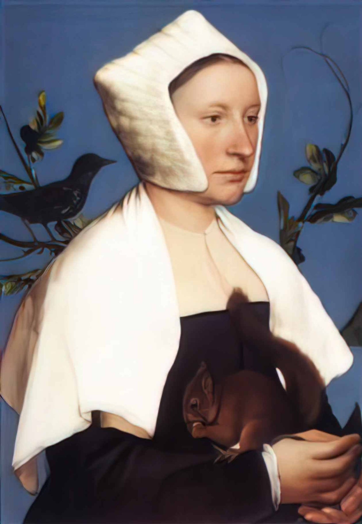 Hans Holbein Younger lady with a squirrel and a starling Art A4 Photo Print