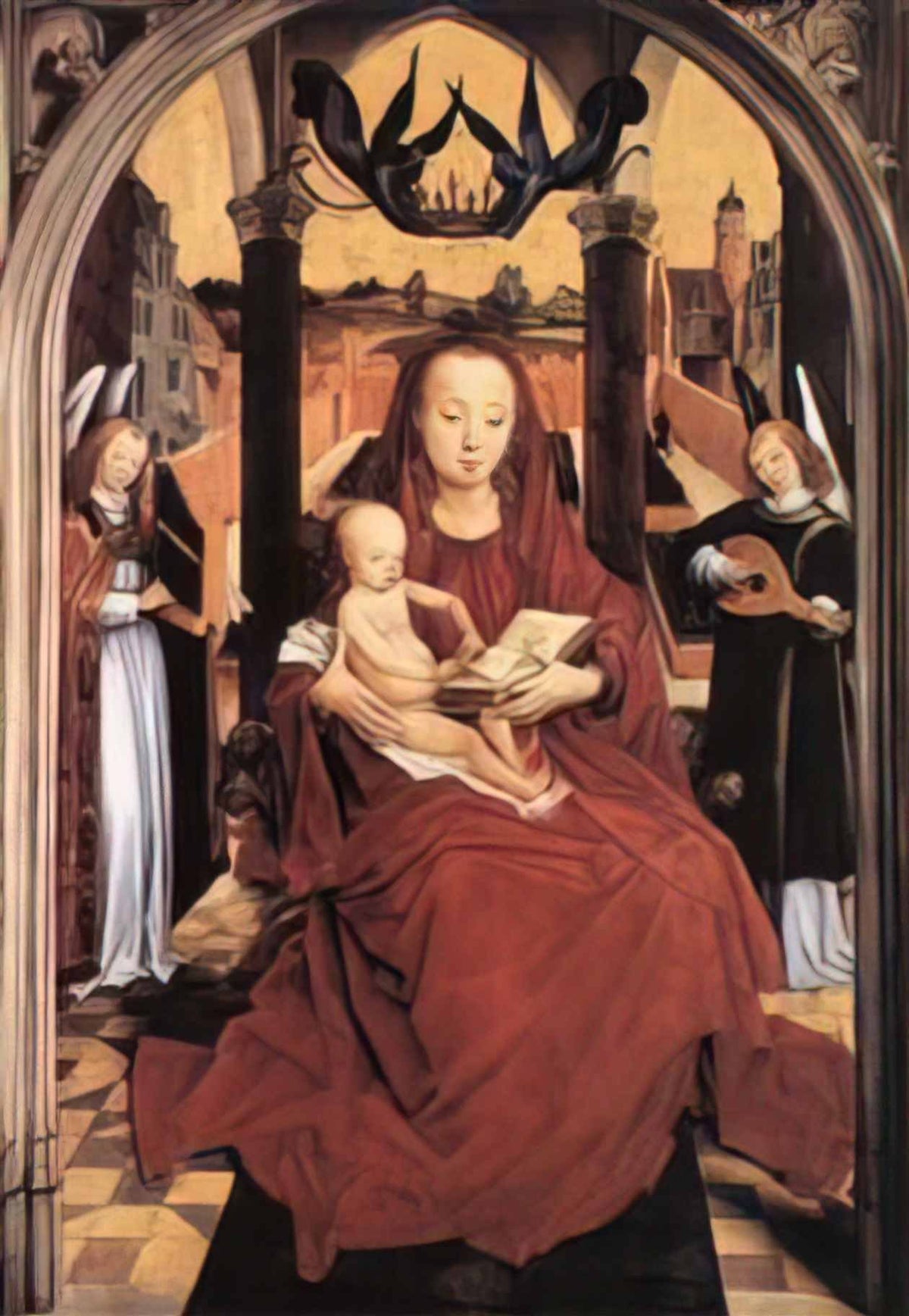 Hans Memling virgin and child enthroned with two musical angels 1467 Art A4 Photo Print