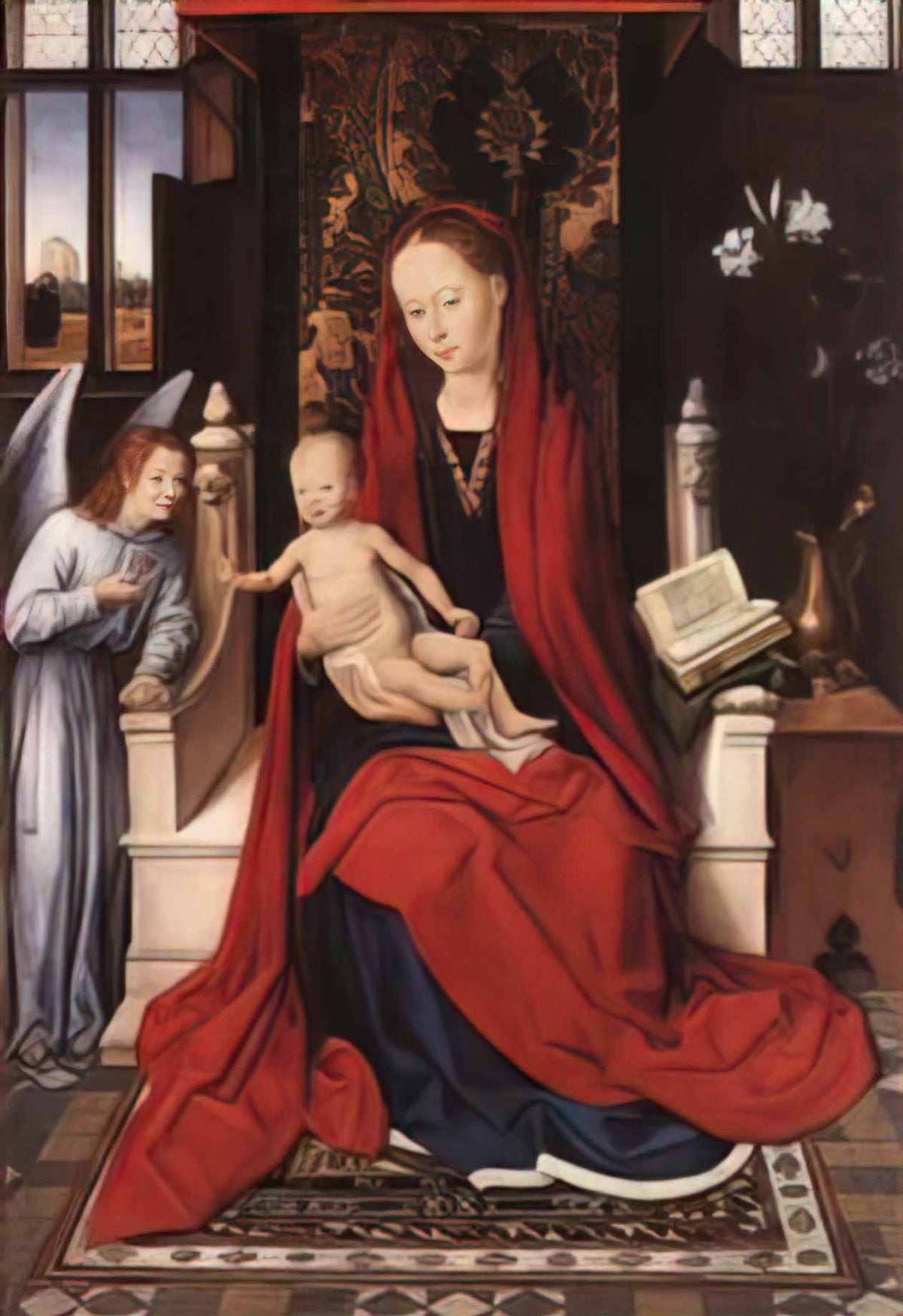 Hans Memling virgin enthroned with child and angel Art A4 Photo Print
