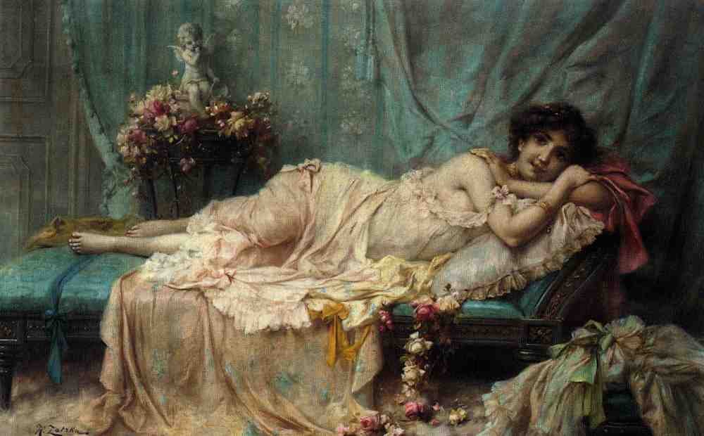Hans Zatzka Reclining Beauty A4 Photo Print