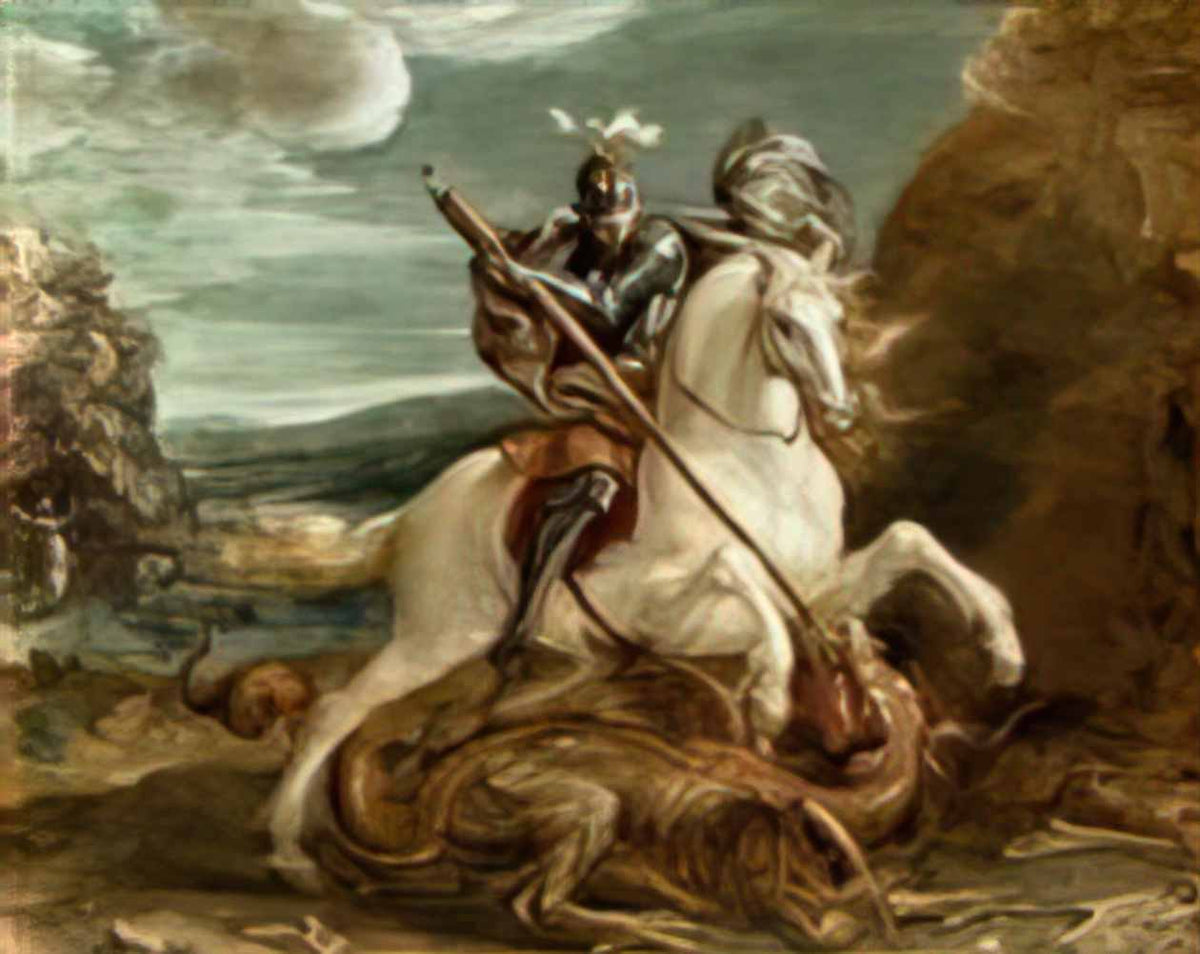Hans von Aachen st george slaying the dragon Art A4 Photo Print