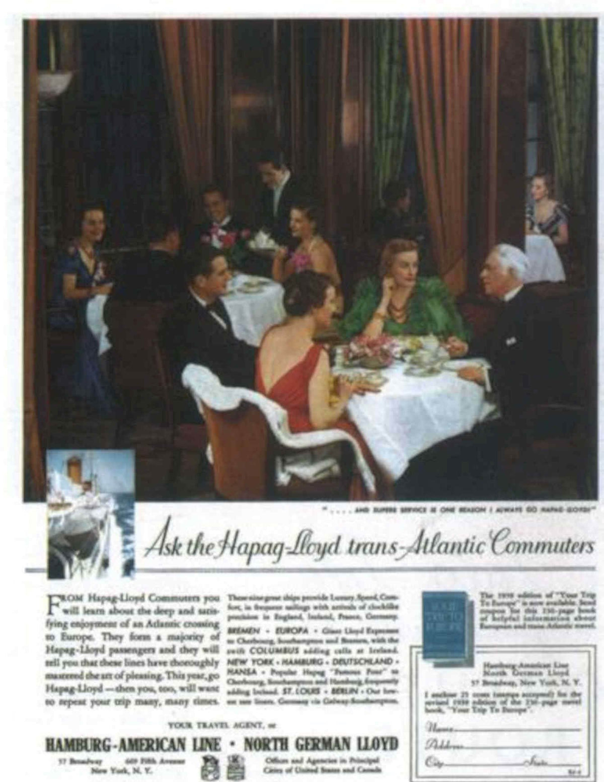 Hapag Lloyd Liners Vintage Retro Advert Poster A4 Photo Print