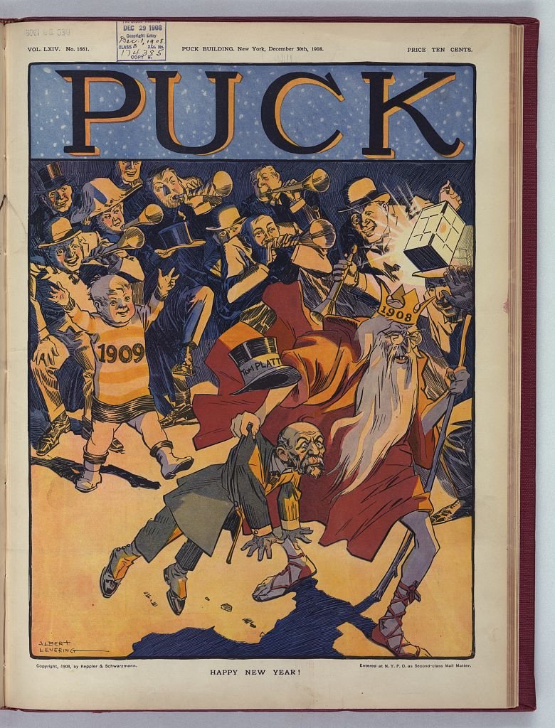 Happy new year Dec 1908 PUCK A4 Photo Print