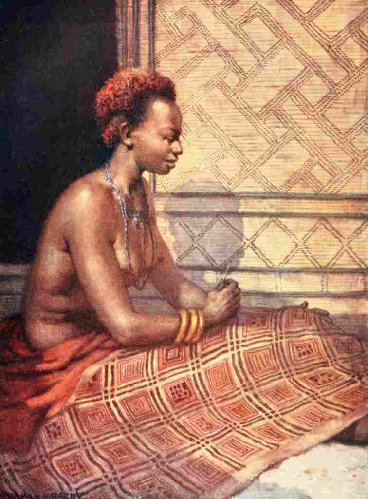 Hardy Norman 1912 Embroidering the raphia cloth A4 Photo Print