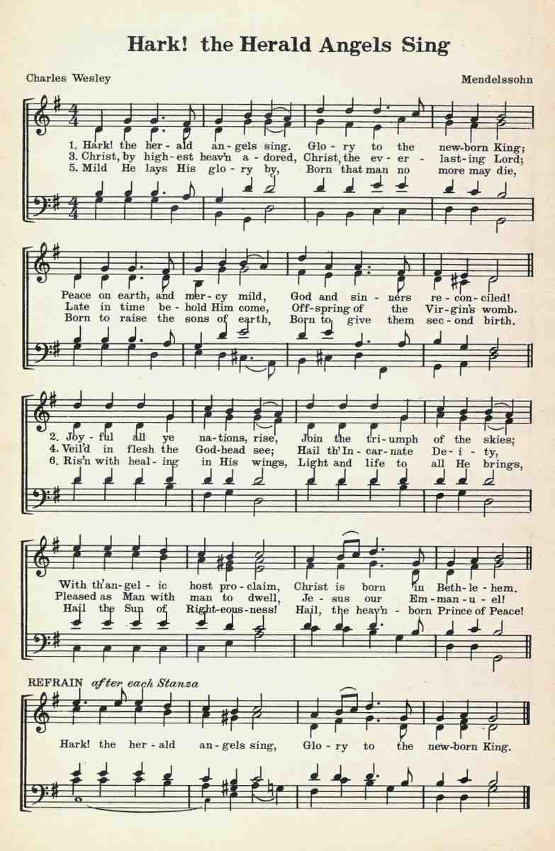 Hark the Herald Angels Sing Mendelssohn and Wesley Noels A Collection of Christmas Carols 1932 A4 Photo Print