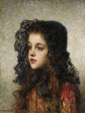 Harlamoff Alexei Little Girl With Veil A4 Photo Print