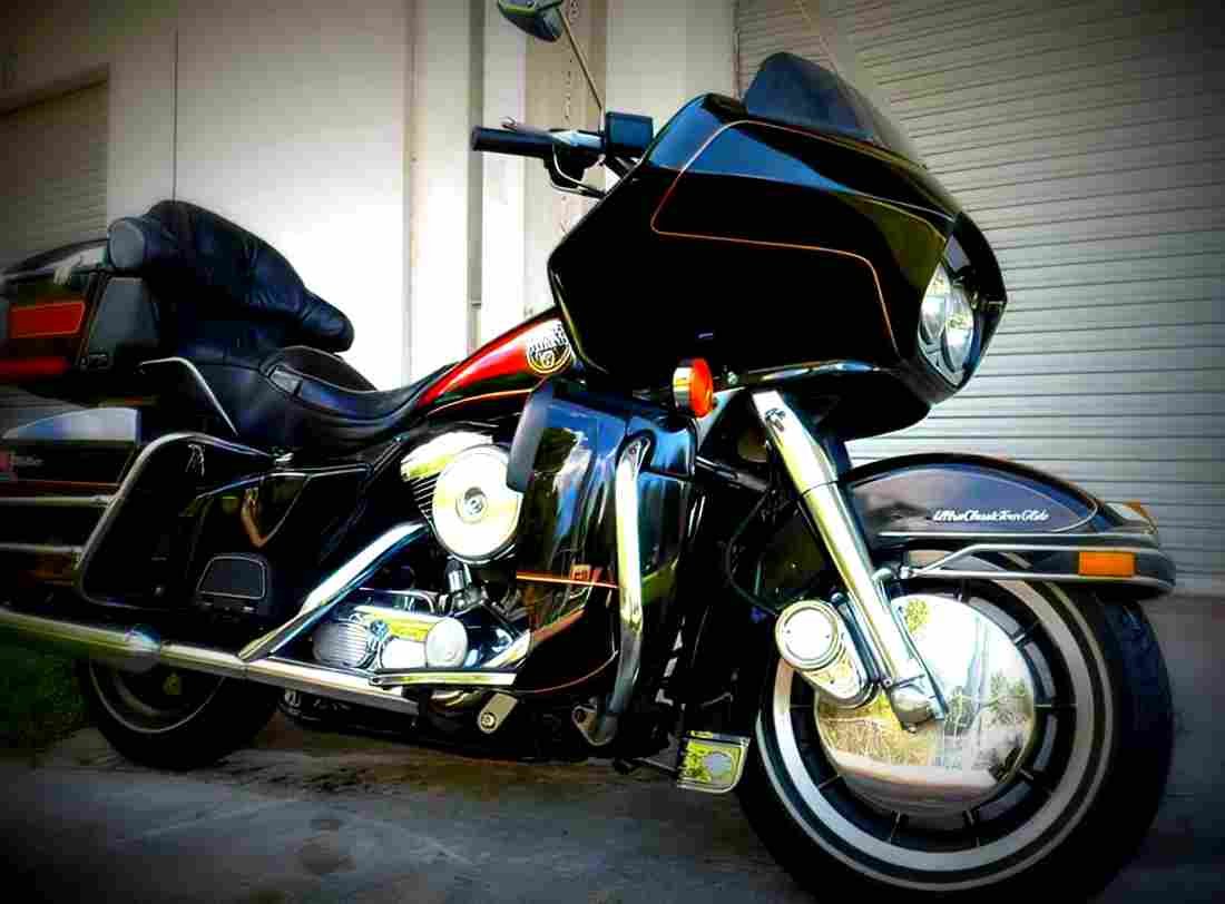 Harley Davidson 1340 FLHTC (with sidecar) 1984 3 motorbike A4 Photo Print