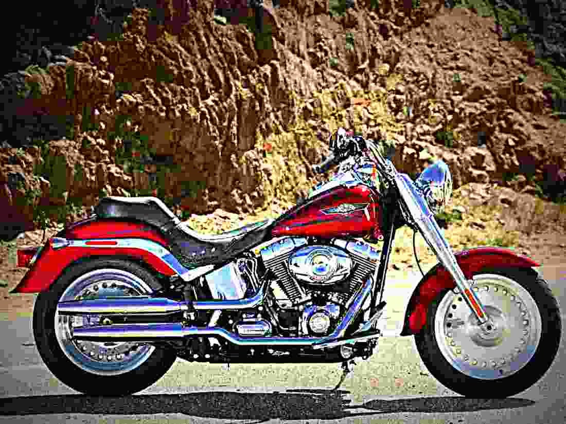 Harley Davidson FLSTF Fat Boy 2002 1 motorbike A4 Photo Print