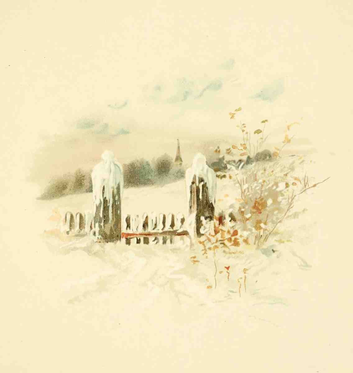 Harlow Louis K 1850 1913 A Christmas Morning 1890 Snowy Gate and Church A4 Photo Print