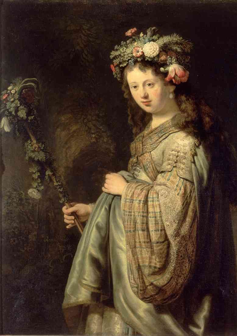 Harmensz van Rijn Rembrandt rem Saskia as Flora crop A4 Photo Print