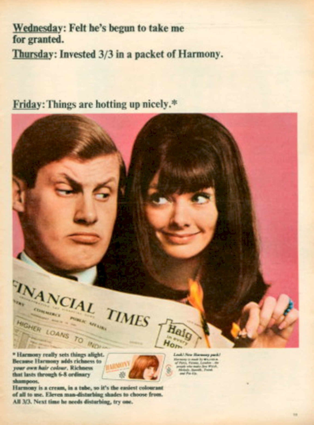 Harmony Financial Times 1960s Vintage Retro Advert