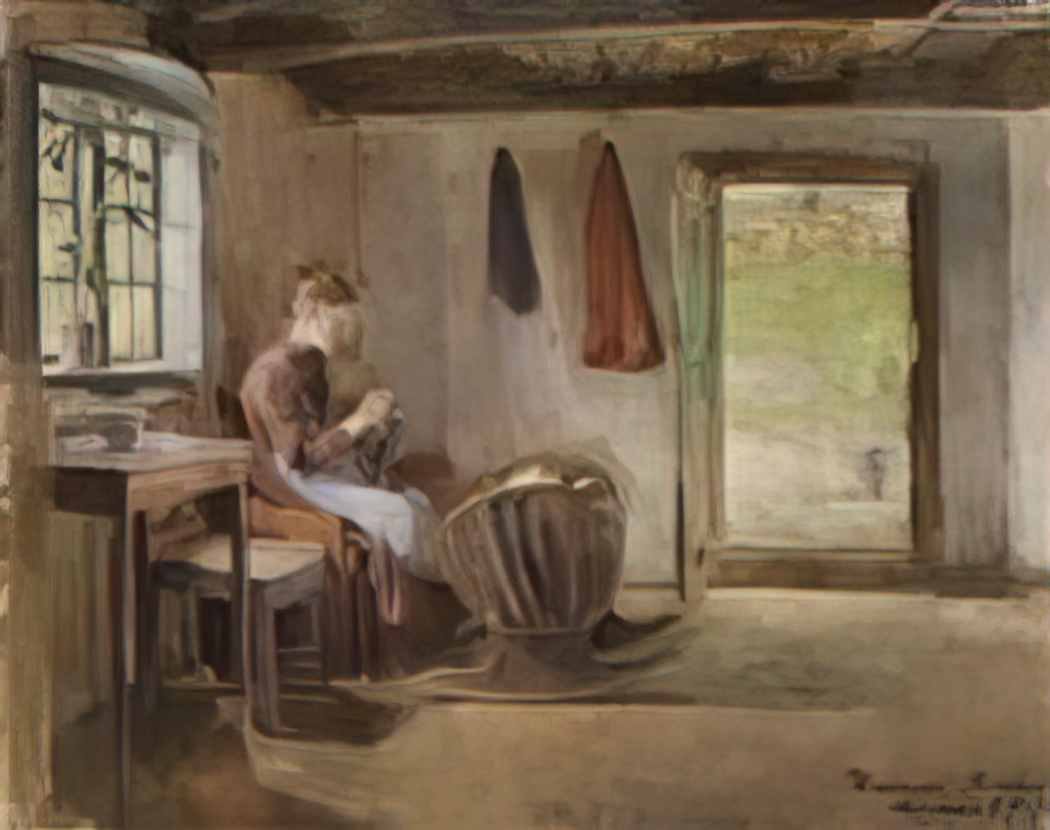 Harriet Backer farm interior skotta in b rum 1887 Art A4 Photo Print