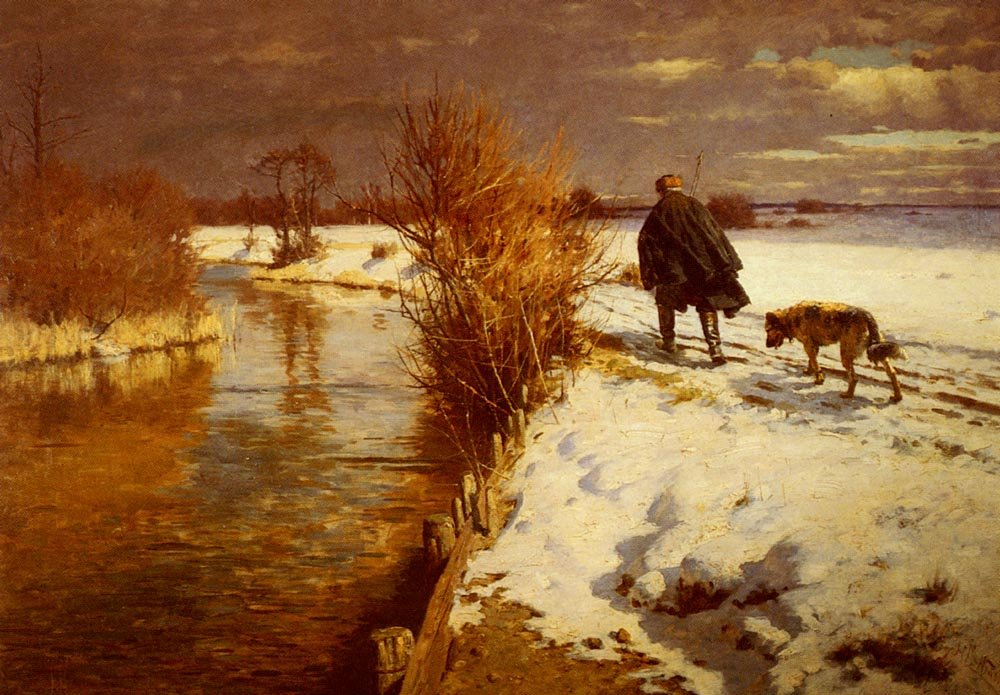Hartwick Hermann A Hunter In A Winter Landscape Art A4 Photo Print