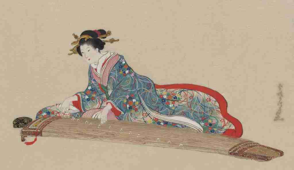 Hasegawa Settei 1819 1882 Lady playing the koto 1878 A4 Photo Print