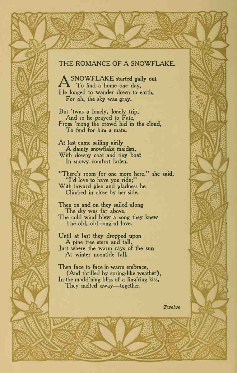 Hathaway Maurine Passion Lyrics 1911 The Romance of a Snowflake A4 Photo Print