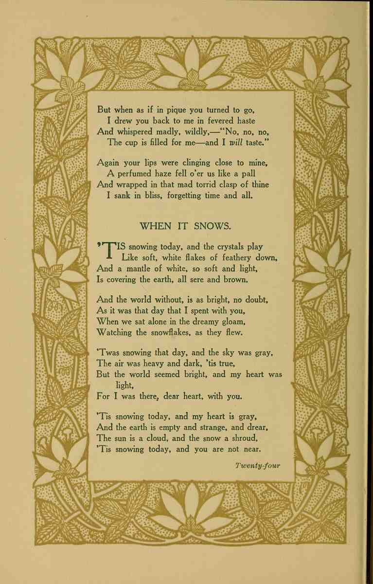 Hathaway Maurine Passion Lyrics 1911 When it Snows A4 Photo Print