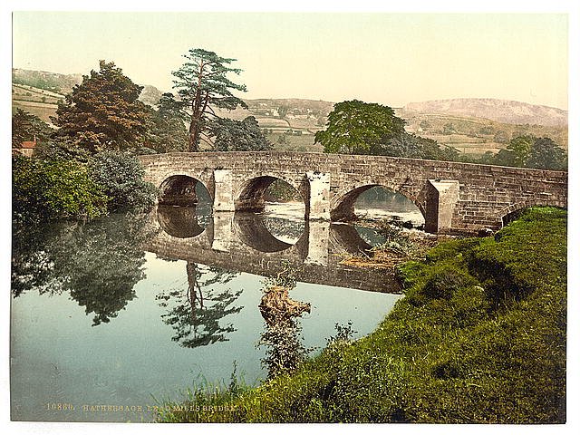 Hathersage Lead Mills Bridge Derbyshire Vintage A4 Photo Print