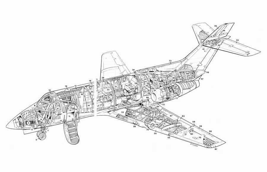 Hawker Siddeley HS125 1536x989 cutaway A4 Photo Print