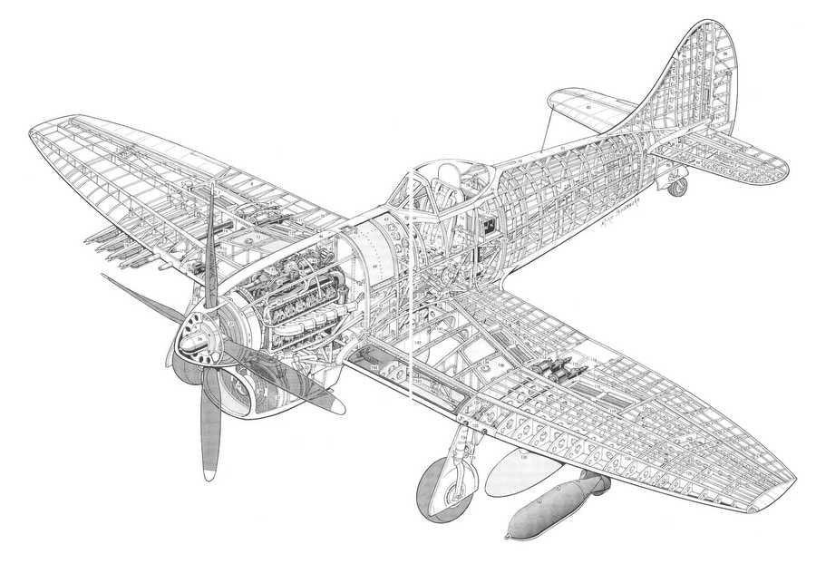 Hawker Tempest fighter aircraft cutaway A4 Photo Print