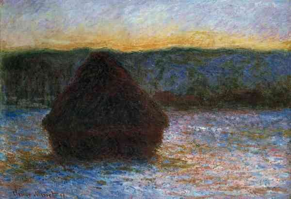 Haylofts thaw, sunset by Monet A4 Photo Print